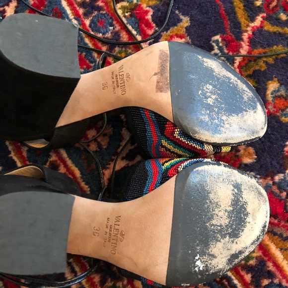 Beaded Suede 'native' Lace Up Tribal Block Sandals - Picture 7 of 7